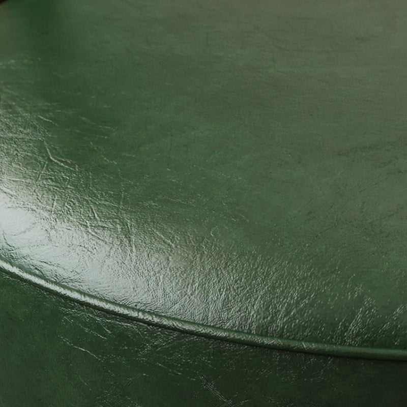 Taburete Bajo Redondo Giratorio de Madera Esponja de Cuero Sintético Aceitado y Encerado Estilo Retro Contemporáneo con Respaldo para Sala de Estar
