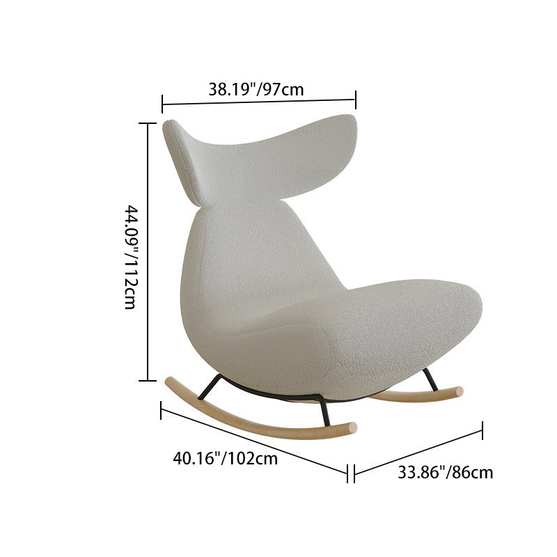Sillón Reclinable Contemporáneo Nórdico de Tela Sherpa con Marco de Madera, Respaldo y Reposapiés Acolchados con Espuma — Mecedora para Sala de Estar