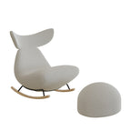 Sillón Reclinable Contemporáneo Nórdico de Tela Sherpa con Marco de Madera, Respaldo y Reposapiés Acolchados con Espuma — Mecedora para Sala de Estar