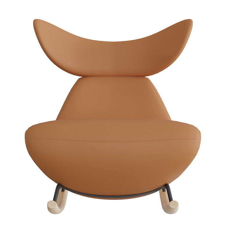 Sillón Reclinable Contemporáneo Nórdico de Tela Sherpa con Marco de Madera, Respaldo y Reposapiés Acolchados con Espuma — Mecedora para Sala de Estar