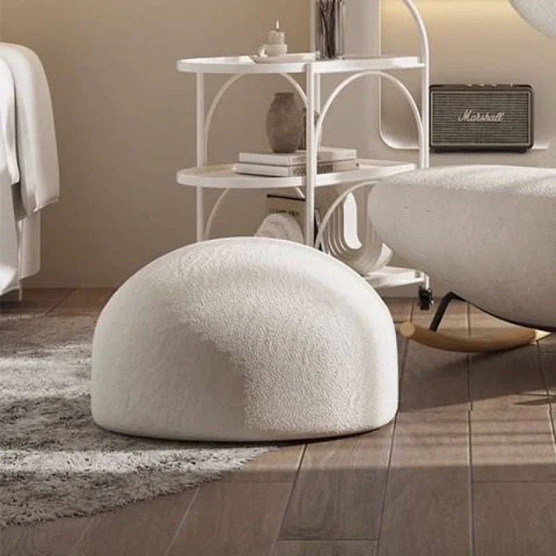 Sillón Reclinable Contemporáneo Nórdico de Tela Sherpa con Marco de Madera, Respaldo y Reposapiés Acolchados con Espuma — Mecedora para Sala de Estar