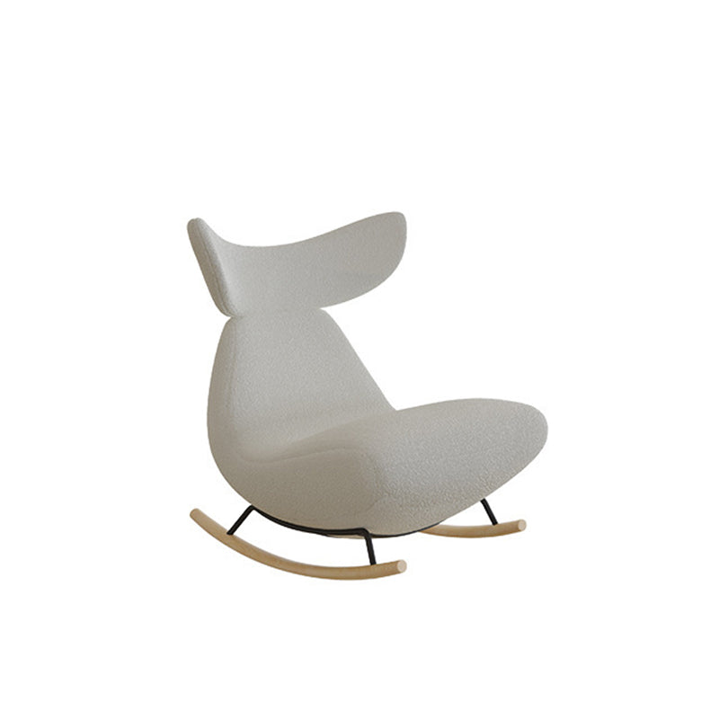 Sillón Reclinable Contemporáneo Nórdico de Tela Sherpa con Marco de Madera, Respaldo y Reposapiés Acolchados con Espuma — Mecedora para Sala de Estar