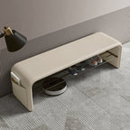 Modern Simplicity Eco-friendly Synthetic Leather Carbon Steel Rectangular Shoe Shelf Bench 2-Tier Storage For Entryway