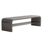 Modern Simplicity Eco-friendly Synthetic Leather Carbon Steel Rectangular Shoe Shelf Bench 2-Tier Storage For Entryway