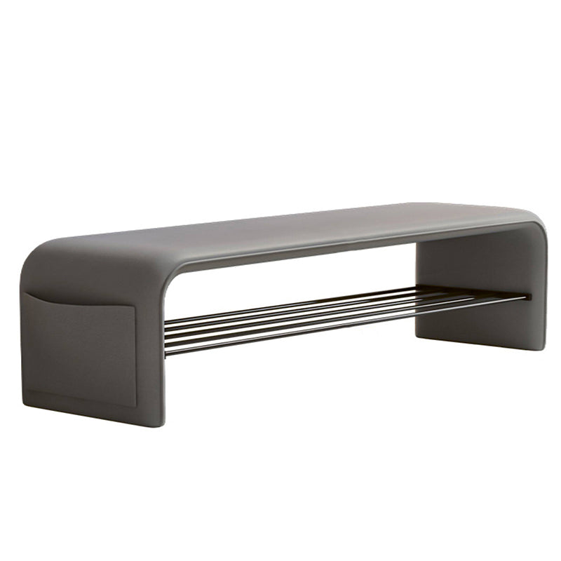 Modern Simplicity Eco-friendly Synthetic Leather Carbon Steel Rectangular Shoe Shelf Bench 2-Tier Storage For Entryway
