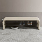 Modern Simplicity Eco-friendly Synthetic Leather Carbon Steel Rectangular Shoe Shelf Bench 2-Tier Storage For Entryway