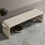 Modern Simplicity Eco-friendly Synthetic Leather Carbon Steel Rectangular Shoe Shelf Bench 2-Tier Storage For Entryway