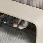 Modern Simplicity Eco-friendly Synthetic Leather Carbon Steel Rectangular Shoe Shelf Bench 2-Tier Storage For Entryway
