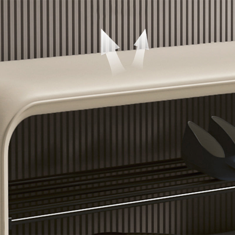Modern Simplicity Eco-friendly Synthetic Leather Carbon Steel Rectangular Shoe Shelf Bench 2-Tier Storage For Entryway