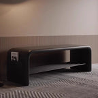 Modern Simplicity Eco-friendly Synthetic Leather Carbon Steel Rectangular Shoe Shelf Bench 2-Tier Storage For Entryway