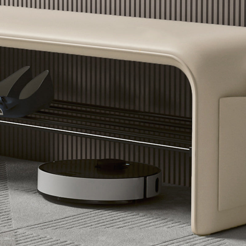 Modern Simplicity Eco-friendly Synthetic Leather Carbon Steel Rectangular Shoe Shelf Bench 2-Tier Storage For Entryway