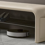 Modern Simplicity Eco-friendly Synthetic Leather Carbon Steel Rectangular Shoe Shelf Bench 2-Tier Storage For Entryway