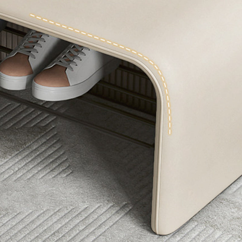 Modern Simplicity Eco-friendly Synthetic Leather Carbon Steel Rectangular Shoe Shelf Bench 2-Tier Storage For Entryway