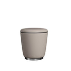 Taburete Moderno Redondo Minimalista para Tocador de Cuero de Microfibra con Marco de Acero Inoxidable – Perfecto para Dormitorio, Sala de Estar y Salón de Té