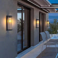 Lámpara Aplique de Pared Solar LED Cilíndrica Moderna Minimalista de Acero Inoxidable y Cristal Impermeable para Jardín y Patio Exterior
