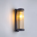 Lámpara Aplique de Pared Solar LED Cilíndrica Moderna Minimalista de Acero Inoxidable y Cristal Impermeable para Jardín y Patio Exterior