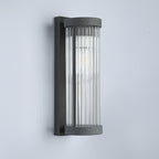 Lámpara Aplique de Pared Solar LED Cilíndrica Moderna Minimalista de Acero Inoxidable y Cristal Impermeable para Jardín y Patio Exterior