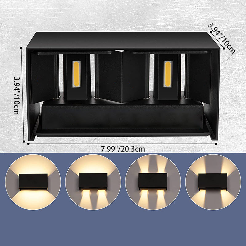 Aplique de pared LED rectangular moderno minimalista de aluminio para patio exterior