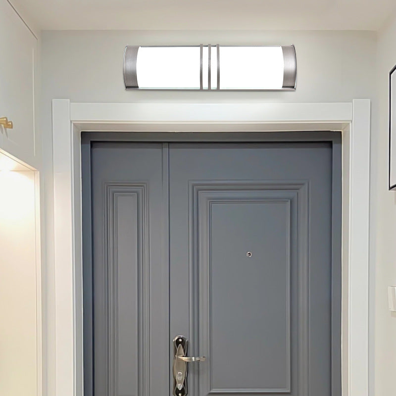 Lámpara Aplique LED de Pared Moderno Minimalista de Acrílico y Hierro Semicircular Largo para Exterior
