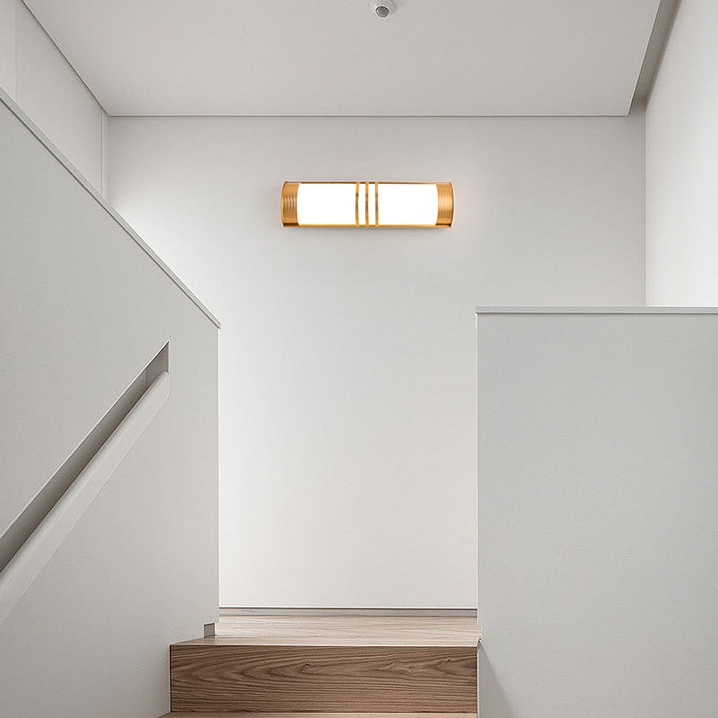Lámpara Aplique LED de Pared Moderno Minimalista de Acrílico y Hierro Semicircular Largo para Exterior