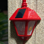 Traditional Chinese ABS Iron Fu Character Cone 1-Light Solar Wall Sconce Lamp For Outdoor