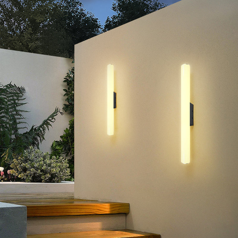 Lámpara de pared LED cilíndrica de tira, acrílica y aluminio, moderna y minimalista para exteriores