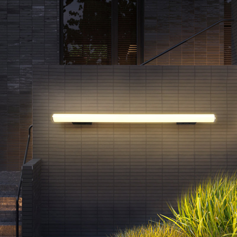 Lámpara de pared LED cilíndrica de tira, acrílica y aluminio, moderna y minimalista para exteriores