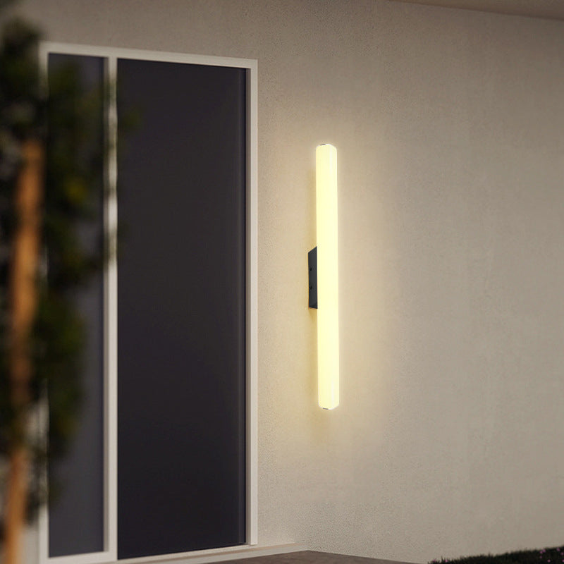 Lámpara de pared LED cilíndrica de tira, acrílica y aluminio, moderna y minimalista para exteriores