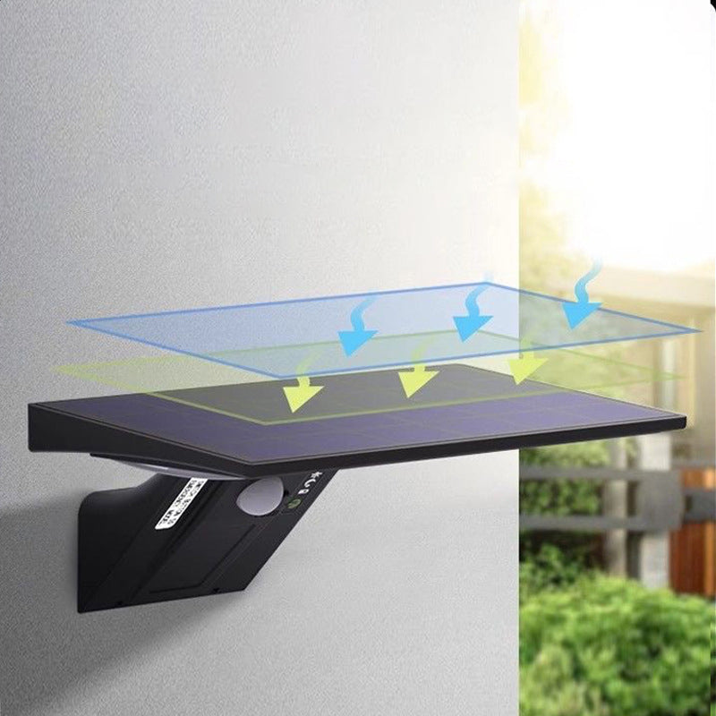 Lámpara LED de pared, moderna, minimalista, solar, impermeable, ABS y PC, rectangular, cola de ballena, para jardín y patio exterior
