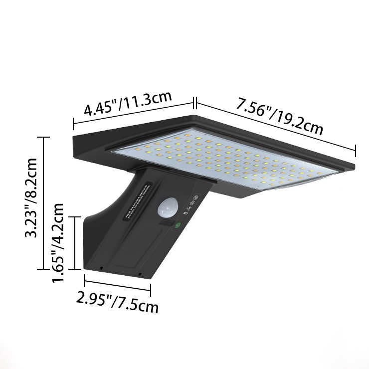 Lámpara LED de pared, moderna, minimalista, solar, impermeable, ABS y PC, rectangular, cola de ballena, para jardín y patio exterior