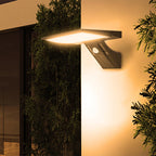 Lámpara LED de pared, moderna, minimalista, solar, impermeable, ABS y PC, rectangular, cola de ballena, para jardín y patio exterior
