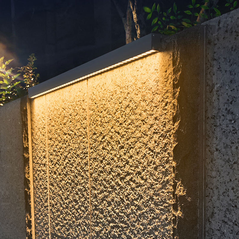 Lámpara de pared LED minimalista moderna, solar, impermeable, tira de aluminio, vidrio templado, tipo bañador de pared para patio exterior