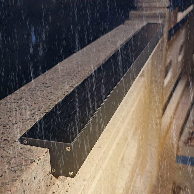 Lámpara de pared LED minimalista moderna, solar, impermeable, tira de aluminio, vidrio templado, tipo bañador de pared para patio exterior