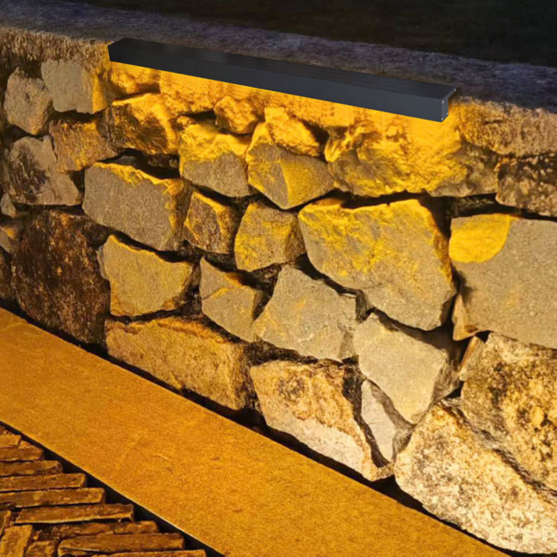 Lámpara de pared LED minimalista moderna, solar, impermeable, tira de aluminio, vidrio templado, tipo bañador de pared para patio exterior