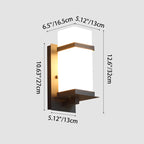 Traditional Japanese Waterproof Outdoor Rectangle Iron Acrylic 1-Light Wall Scone Lamp For Garden