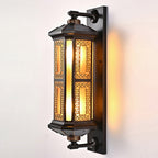 Traditional Chinese Rectangular Lantern Aluminum Glass 1-Light Outdoor Wall Sconce Lamp For Garden