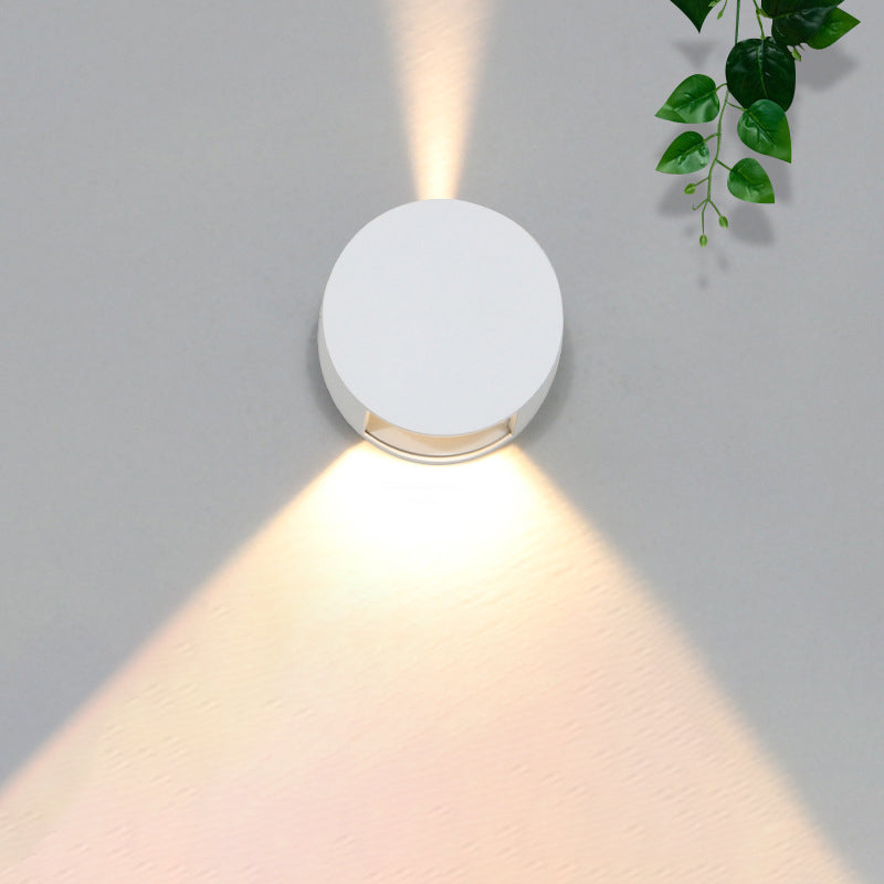 Aplique de pared LED de cristal y aluminio redondo de simplicidad moderna para patio exterior