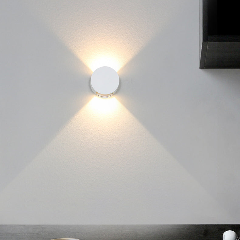 Aplique de pared LED de cristal y aluminio redondo de simplicidad moderna para patio exterior