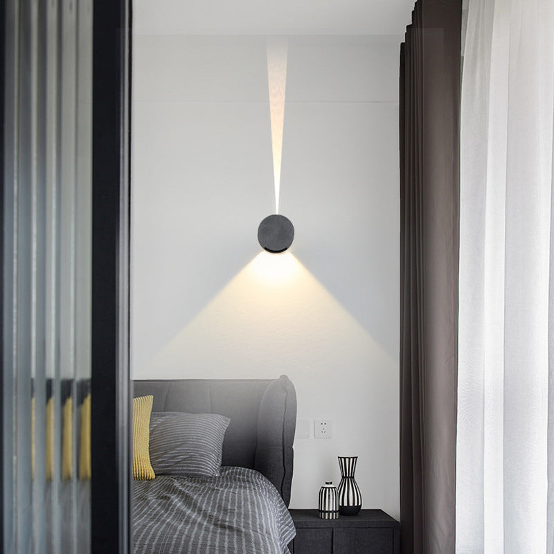 Aplique de pared LED de cristal y aluminio redondo de simplicidad moderna para patio exterior
