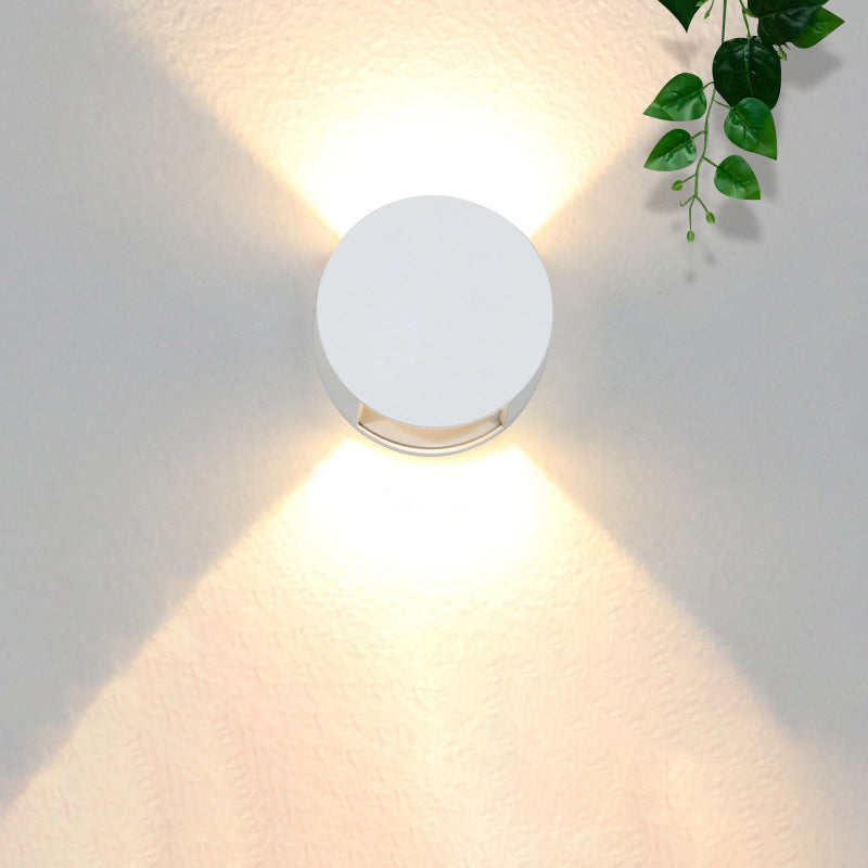 Aplique de pared LED de cristal y aluminio redondo de simplicidad moderna para patio exterior