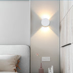 Aplique de pared LED de cristal y aluminio redondo de simplicidad moderna para patio exterior