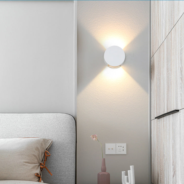 Aplique de pared LED de cristal y aluminio redondo de simplicidad moderna para patio exterior