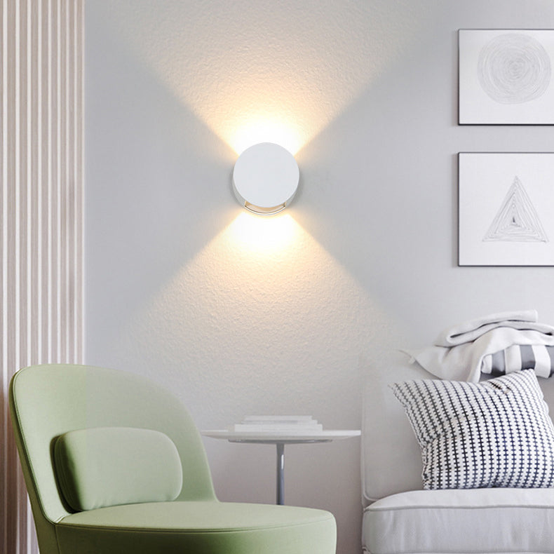 Aplique de pared LED de cristal y aluminio redondo de simplicidad moderna para patio exterior