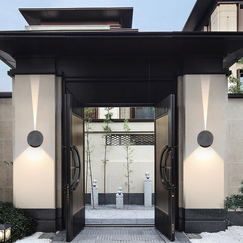 Aplique de pared LED de cristal y aluminio redondo de simplicidad moderna para patio exterior