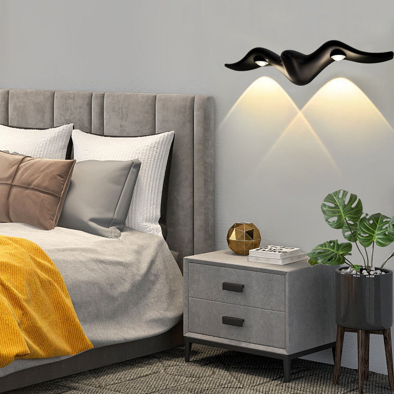 Contemporary Creative Waterproof Line Wave Aluminum LED Wall Sconce Lamp For Outdoor Patio