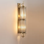 Lámpara de pared de lujo moderna impermeable de 1/3/6 luces, con diseño cilíndrico, marco de cobre y pantalla de vidrio, ideal para jardín.