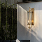 Lámpara de pared de lujo moderna impermeable de 1/3/6 luces, con diseño cilíndrico, marco de cobre y pantalla de vidrio, ideal para jardín.