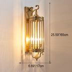 Lámpara de pared de lujo moderna impermeable de 1/3/6 luces, con diseño cilíndrico, marco de cobre y pantalla de vidrio, ideal para jardín.