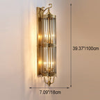 Lámpara de pared de lujo moderna impermeable de 1/3/6 luces, con diseño cilíndrico, marco de cobre y pantalla de vidrio, ideal para jardín.