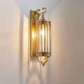 Lámpara de pared de lujo moderna impermeable de 1/3/6 luces, con diseño cilíndrico, marco de cobre y pantalla de vidrio, ideal para jardín.